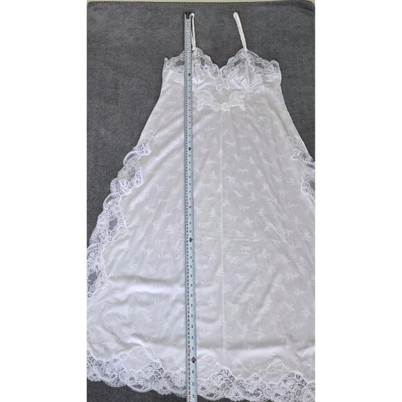 Vtg Gafer Full Slip Nightgown Robe Set IT 4  L White Nylon Calais Lace Italy NOS - Picture 6 of 16